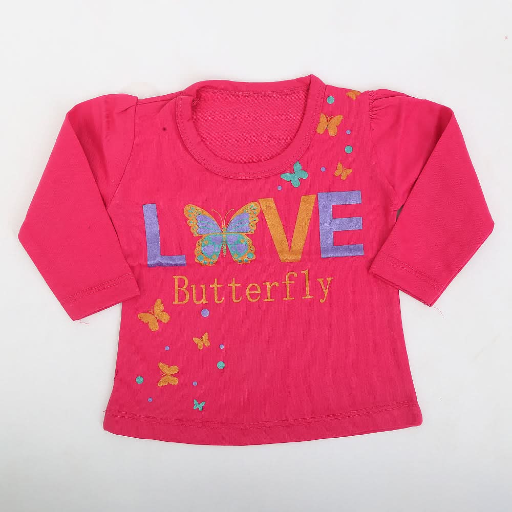 Newborn Girls Full Sleeves T-Shirt - Pink, Kids, NB Girls T-Shirts, Chase Value, Chase Value