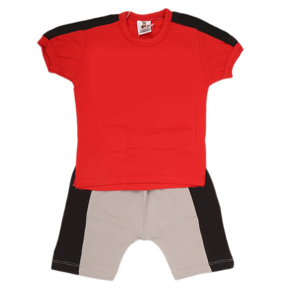 Boys Half Sleeves 2 Piece Suit - Red, Kids, Boys Sets And Suits, Chase Value, Chase Value