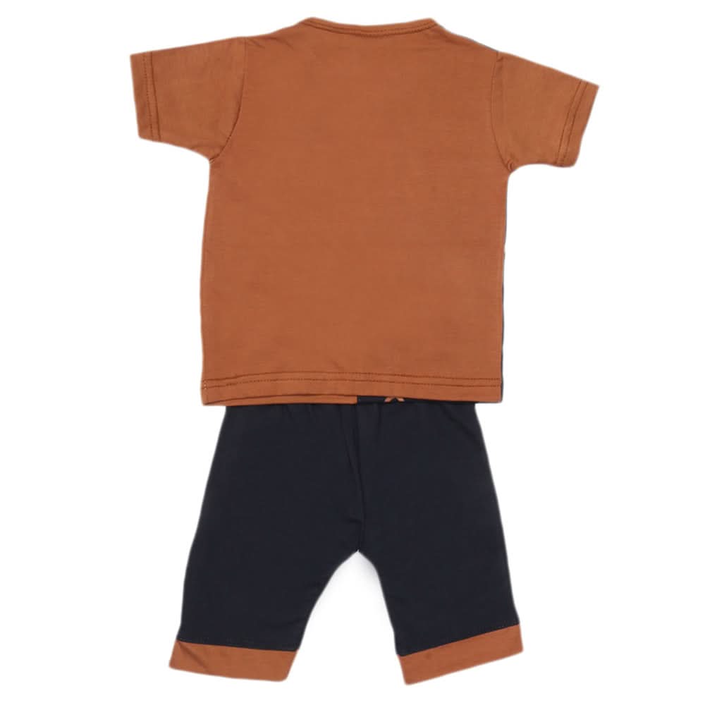 Boys 2 Pcs Suit Half Sleeves - Brown, Kids, Boys Sets And Suits, Chase Value, Chase Value