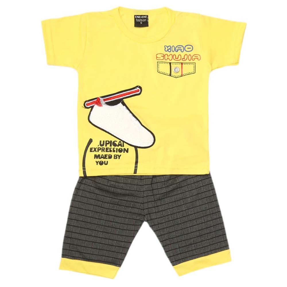 Boys 2 Pcs Suit Half Sleeves - Yellow, Kids, Boys Sets And Suits, Chase Value, Chase Value