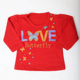 Newborn Girls Full Sleeves T-Shirt - Red, Kids, NB Girls T-Shirts, Chase Value, Chase Value