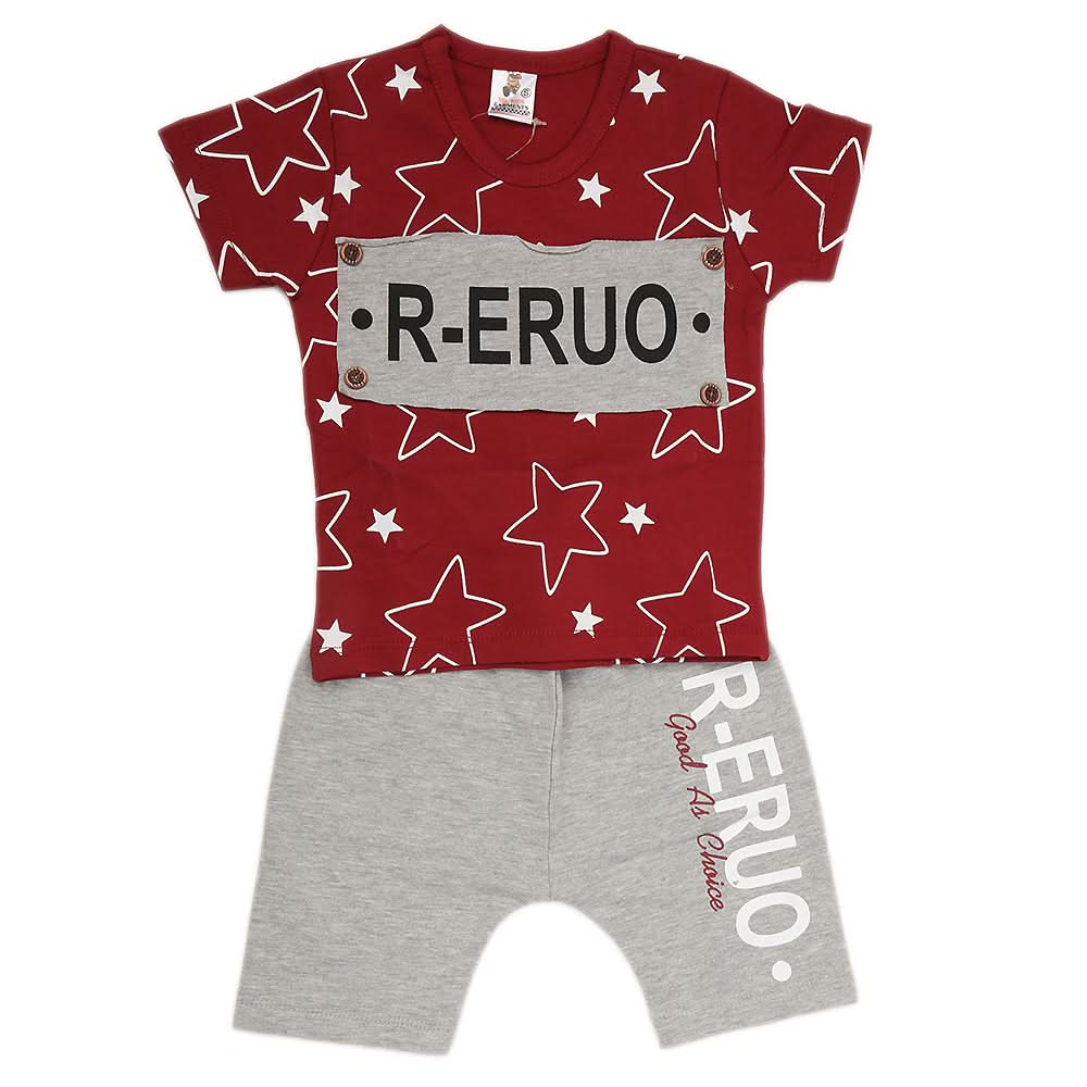 Newborn Boys Half Sleeves Suit - Maroon, Kids, NB Boys Sets And Suits, Chase Value, Chase Value