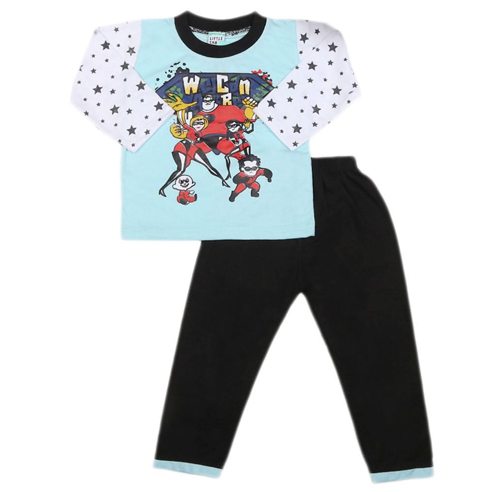 Boys Full Sleeves 2 Pcs Suit - Light Blue, Kids, Boys Sets And Suits, Chase Value, Chase Value
