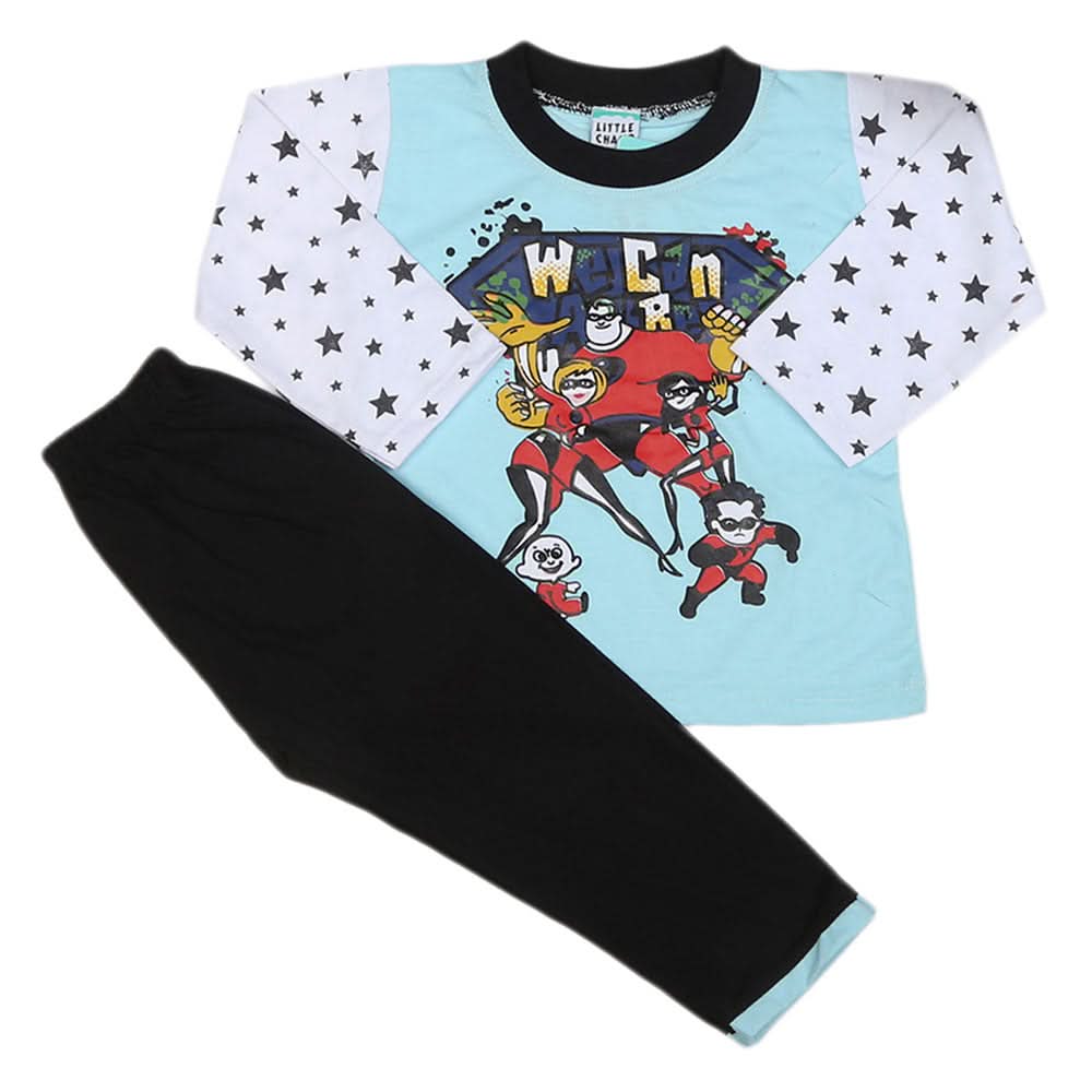 Boys Full Sleeves 2 Pcs Suit - Light Blue, Kids, Boys Sets And Suits, Chase Value, Chase Value