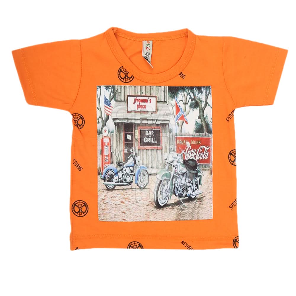 Boys Half Sleeves T-Shirt - Orange, Kids, Boys T-Shirts, Chase Value, Chase Value