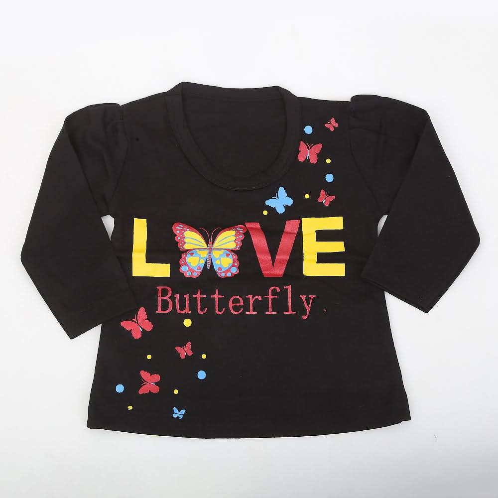 Newborn Girls Full Sleeves T-Shirt - Black, Kids, NB Girls T-Shirts, Chase Value, Chase Value