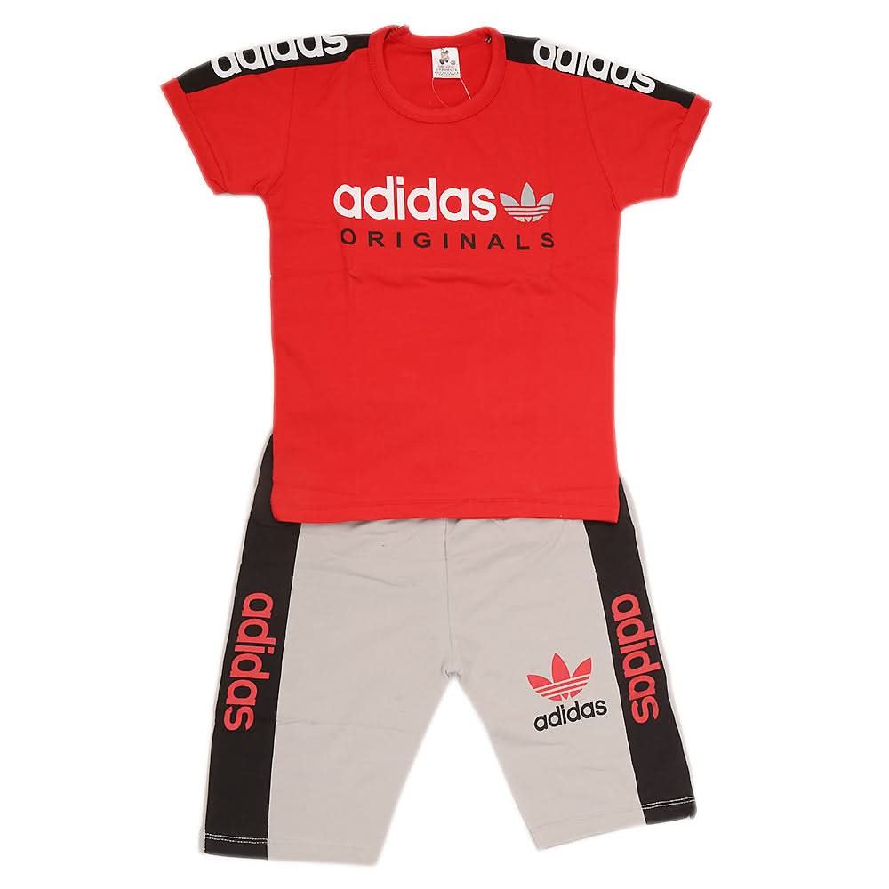 Boys Half Sleeves 2 Piece Suit - Red, Kids, Boys Sets And Suits, Chase Value, Chase Value