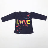 Newborn Girls Full Sleeves T-Shirt - Navy Blue, Kids, NB Girls T-Shirts, Chase Value, Chase Value