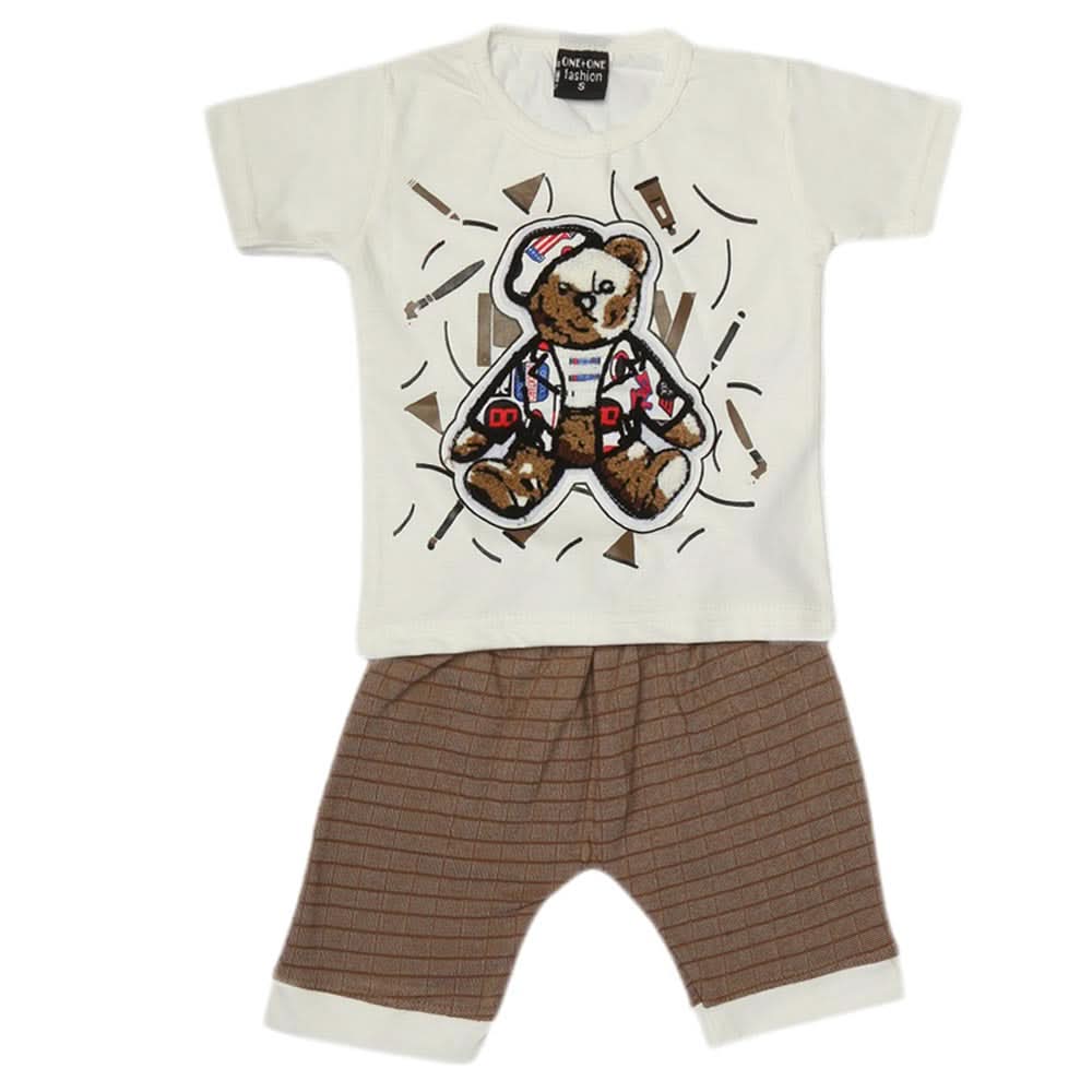 Boys 2 Pcs Suit Half Sleeves - White, Kids, Boys Sets And Suits, Chase Value, Chase Value
