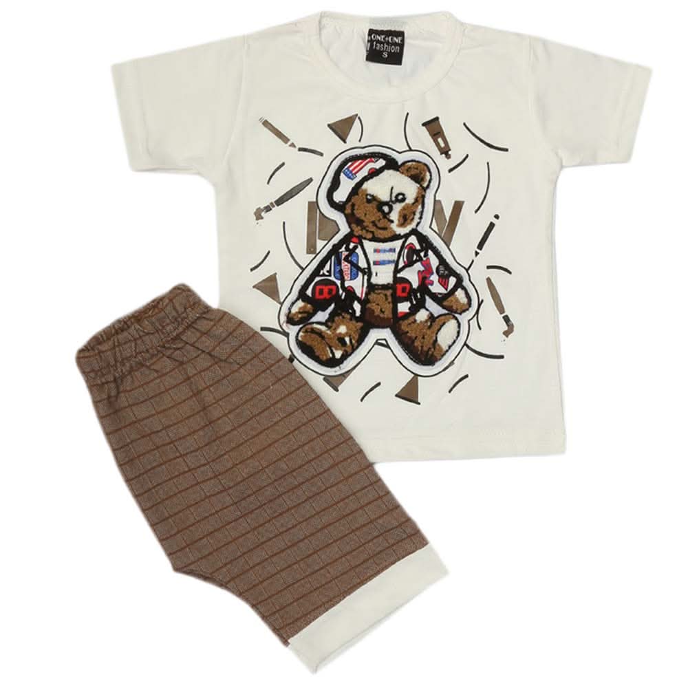 Boys 2 Pcs Suit Half Sleeves - White, Kids, Boys Sets And Suits, Chase Value, Chase Value
