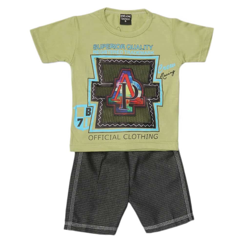 Boys 2 Pcs Suit Half Sleeves - Green, Kids, Boys Sets And Suits, Chase Value, Chase Value