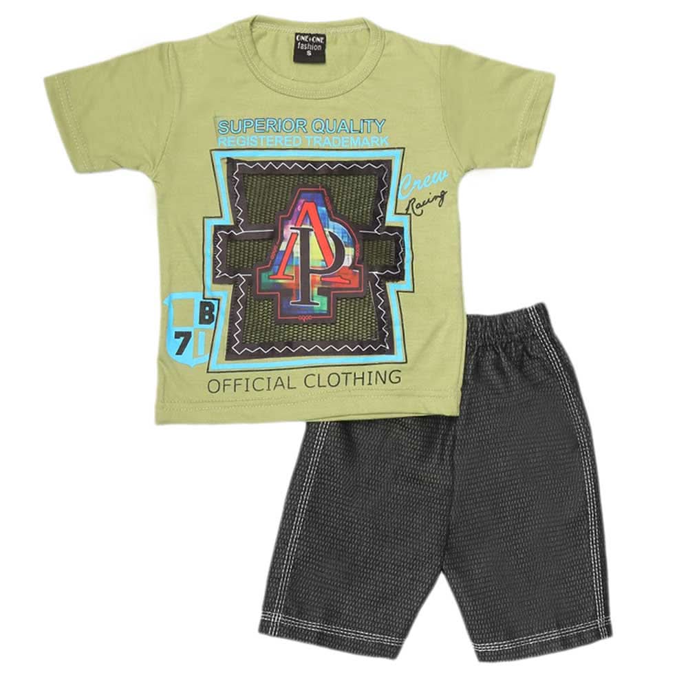 Boys 2 Pcs Suit Half Sleeves - Green, Kids, Boys Sets And Suits, Chase Value, Chase Value