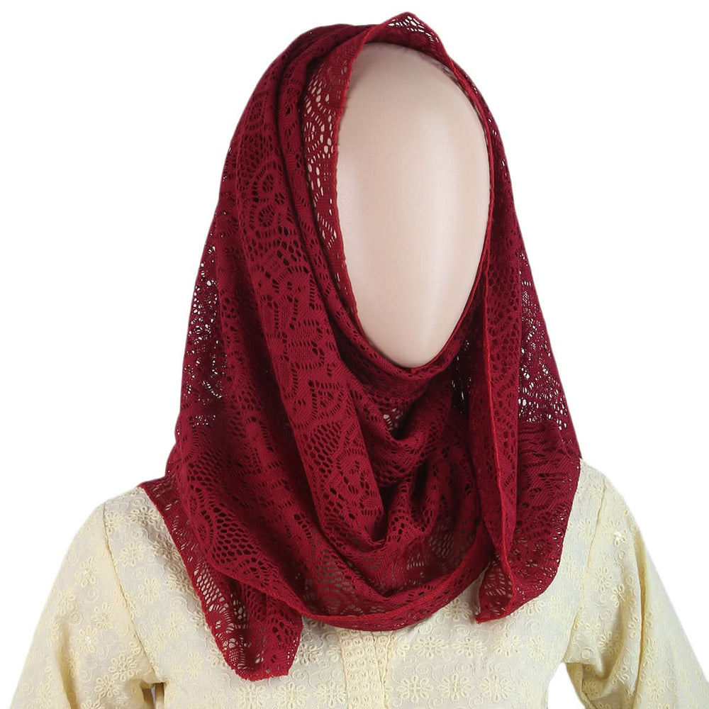 Women Net Scarf - Maroon, Women, Shawls And Scarves, Chase Value, Chase Value