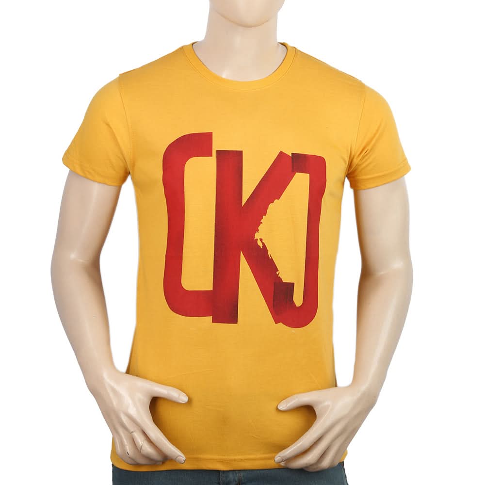 Men's Half Sleeves Printed T-Shirt - Mustard, Men, T-Shirts And Polos, Chase Value, Chase Value