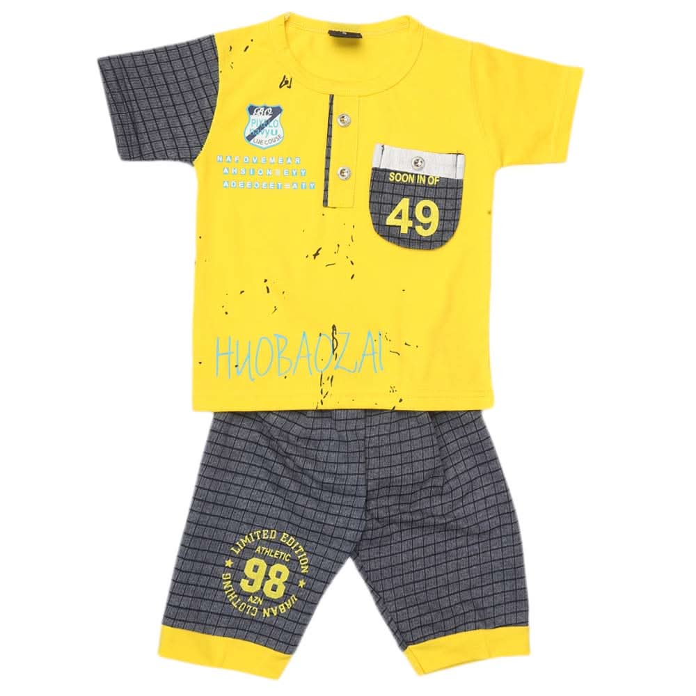Boys 2 Pcs Suit Half Sleeves - Yellow, Kids, Boys Sets And Suits, Chase Value, Chase Value