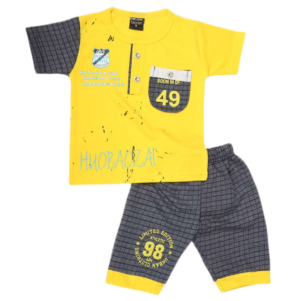Boys 2 Pcs Suit Half Sleeves - Yellow, Kids, Boys Sets And Suits, Chase Value, Chase Value