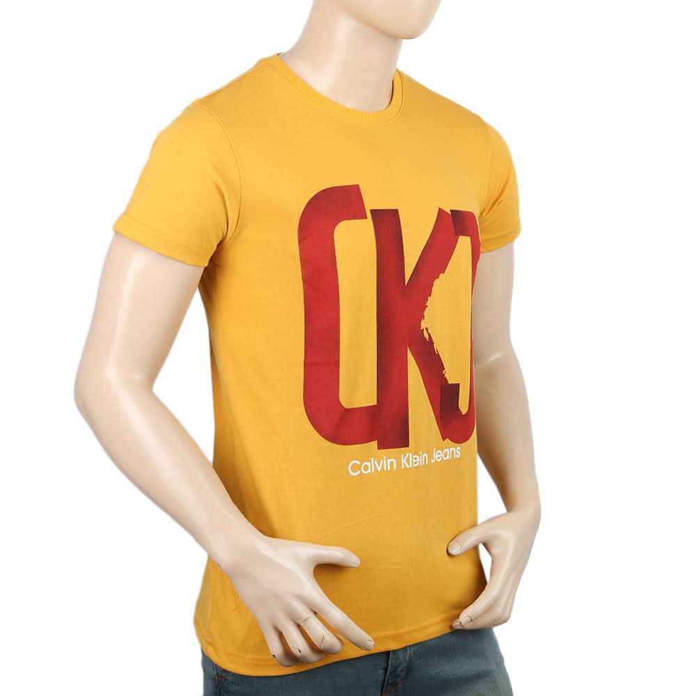 Men's Half Sleeves Printed T-Shirt - Mustard, Men, T-Shirts And Polos, Chase Value, Chase Value