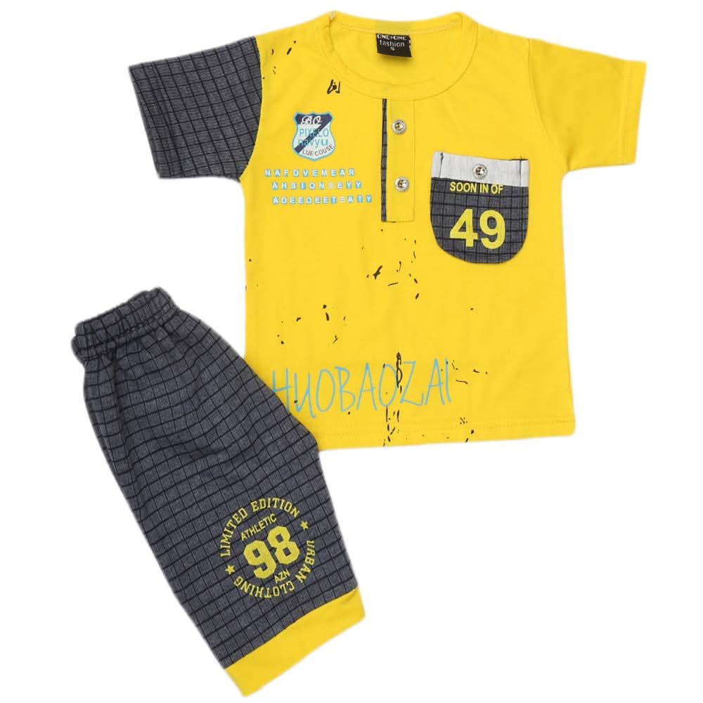 Boys 2 Pcs Suit Half Sleeves - Yellow, Kids, Boys Sets And Suits, Chase Value, Chase Value