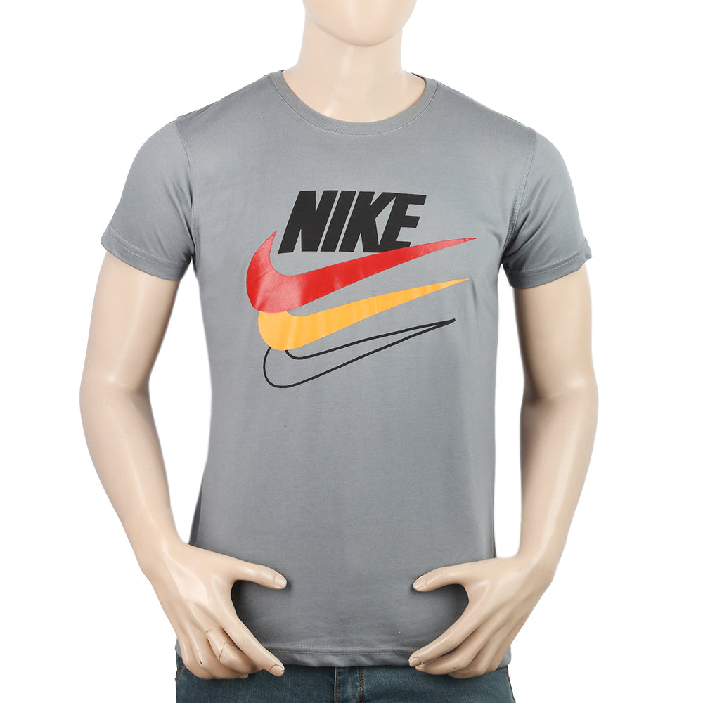 Men's Half Sleeves Printed T-Shirt - Grey, Men, T-Shirts And Polos, Chase Value, Chase Value