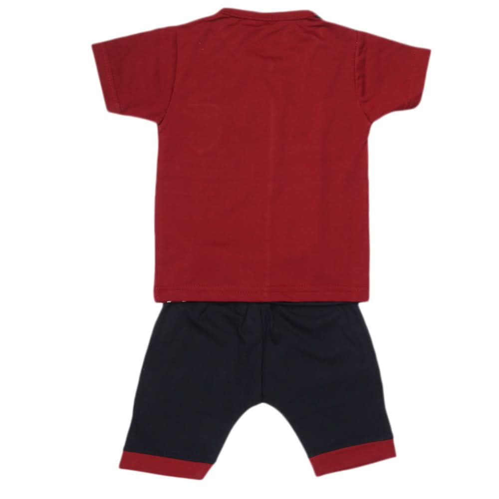 Boys 2 Pcs Suit Half Sleeves - Maroon, Kids, Boys Sets And Suits, Chase Value, Chase Value