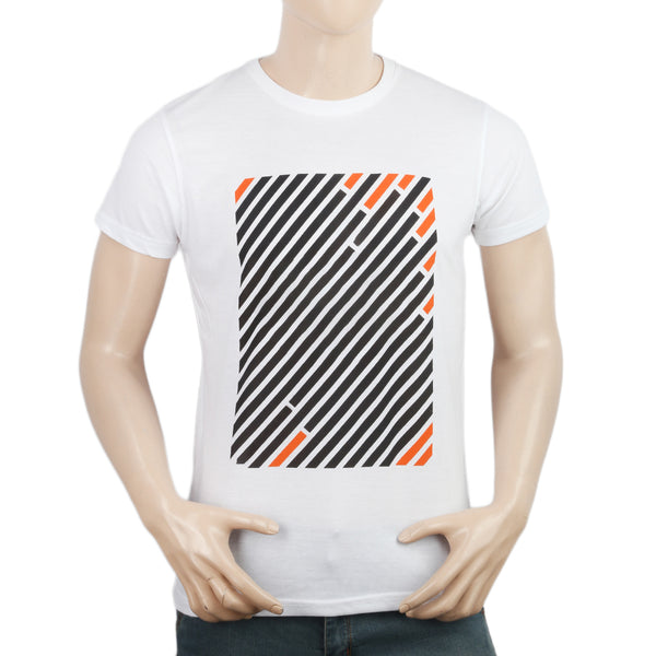 Men's Half Sleeves Printed T-Shirt - White, Men, T-Shirts And Polos, Chase Value, Chase Value