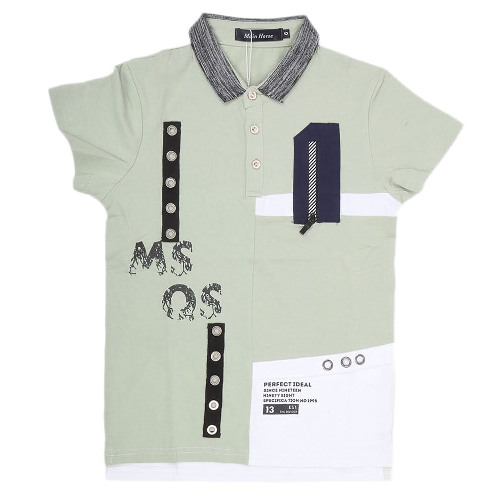 Boys Half Sleeves Round Neck T-Shirt - Light Green, Kids, Boys T-Shirts, Chase Value, Chase Value
