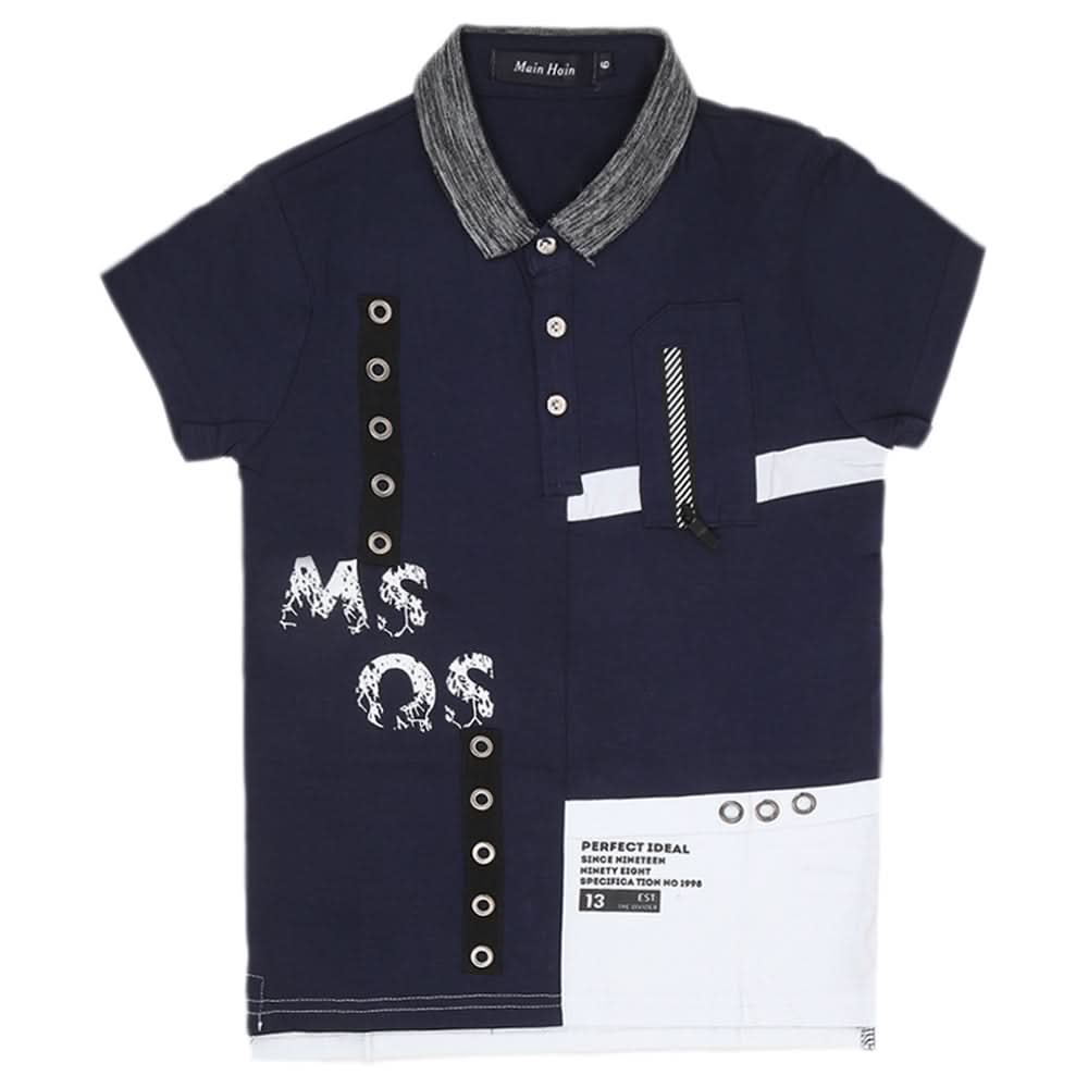 Boys Half Sleeves Round Neck T-Shirt - Navy Blue, Kids, Boys T-Shirts, Chase Value, Chase Value