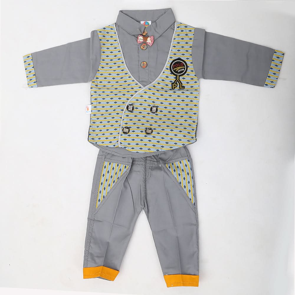 Newborn Boys Full Sleeves Suit - Grey, Kids, NB Boys Sets And Suits, Chase Value, Chase Value