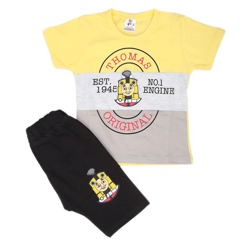 Newborn Boys Half Sleeves Suit - Yellow, Kids, Newborn Boys Sets And Suits, Chase Value, Chase Value