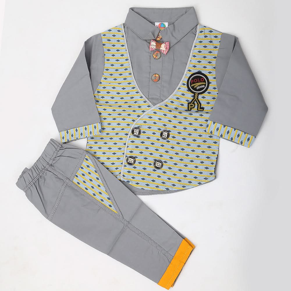 Newborn Boys Full Sleeves Suit - Grey, Kids, NB Boys Sets And Suits, Chase Value, Chase Value