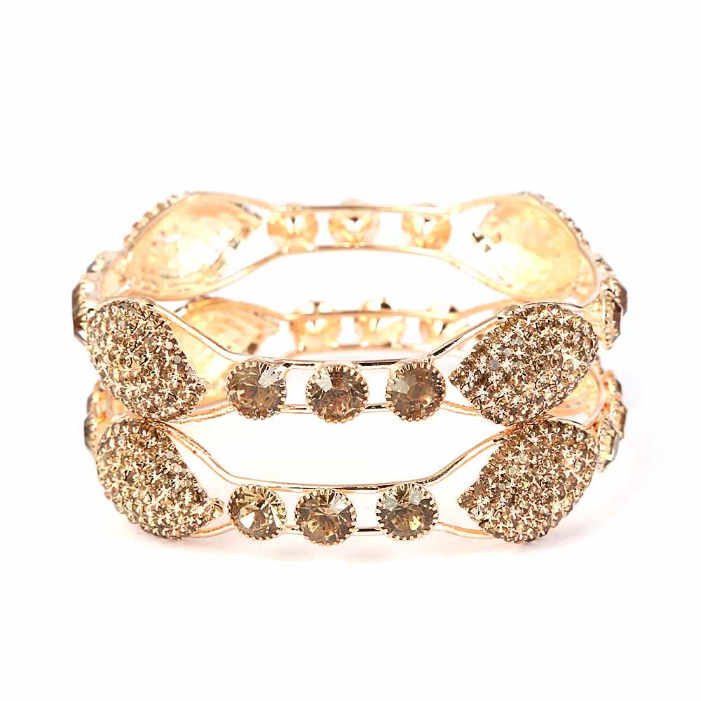 Women's Stone Bangle 2 Pcs  - Golden, Women, Bangles & Bracelets, Chase Value, Chase Value