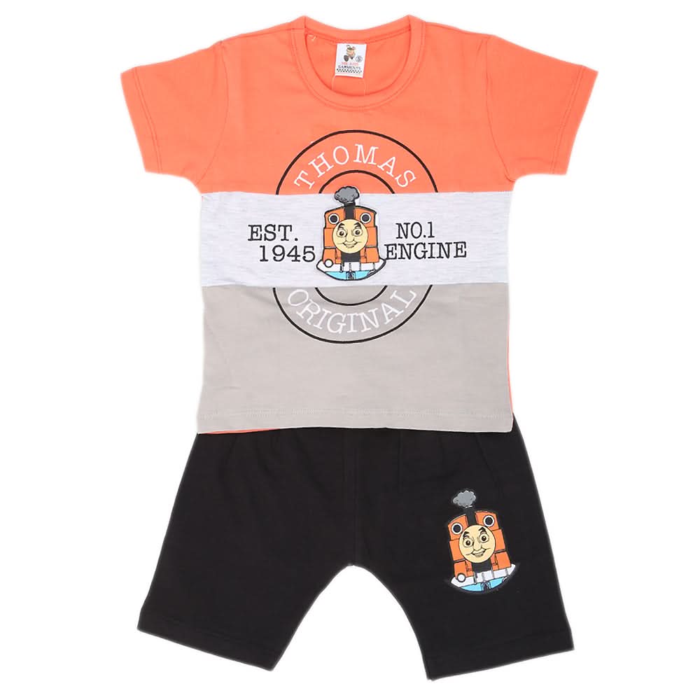 Newborn Boys Half Sleeves Suit - Peach, Kids, New Born Boys Sets And Suits, Chase Value, Chase Value