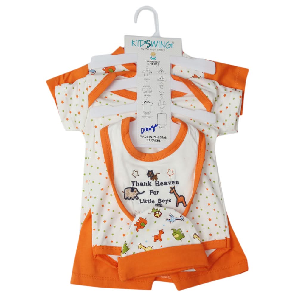 Gift Set 6Pcs - Orange, Kids, Newborn Boys Sets And Suits, Chase Value, Chase Value