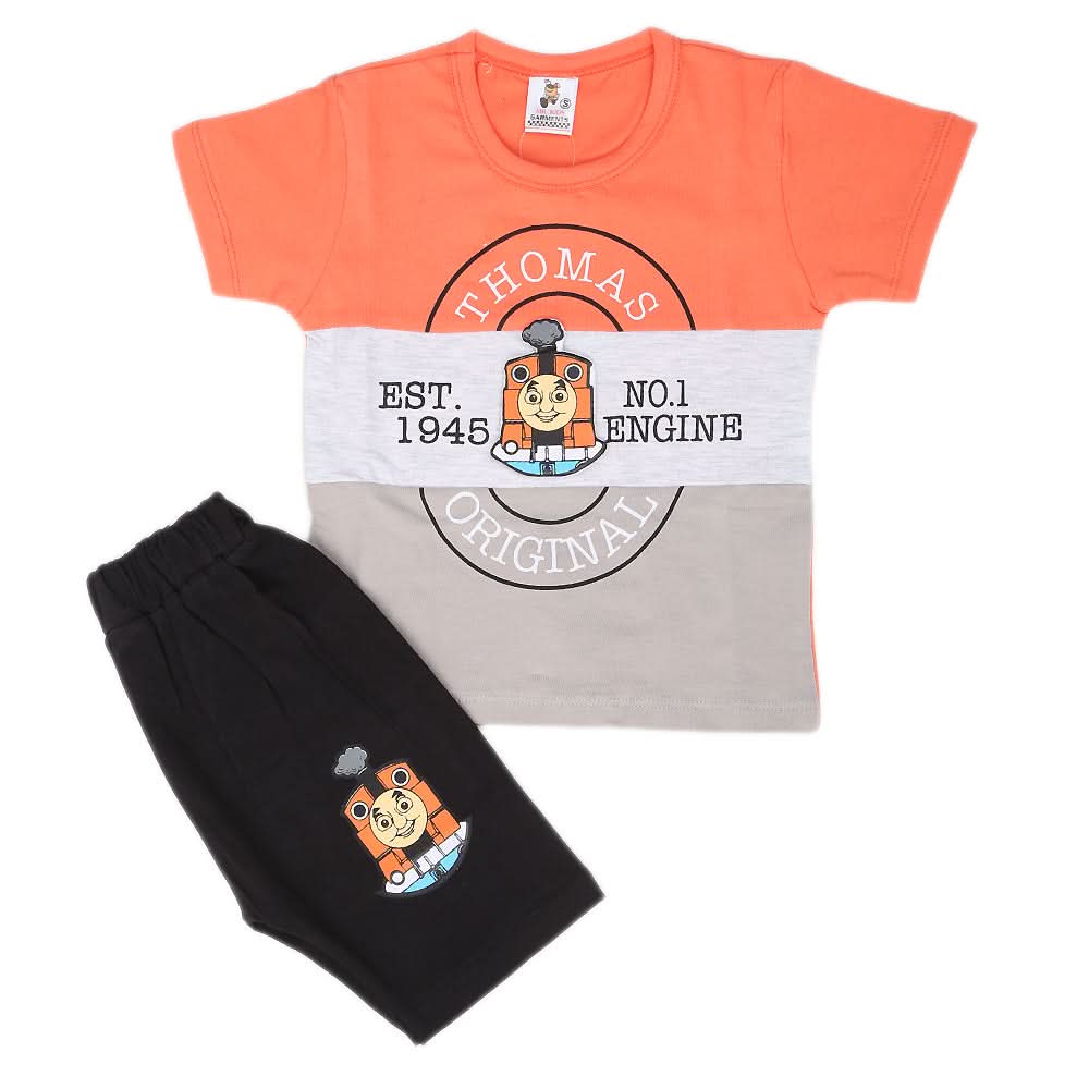 Newborn Boys Half Sleeves Suit - Peach, Kids, New Born Boys Sets And Suits, Chase Value, Chase Value
