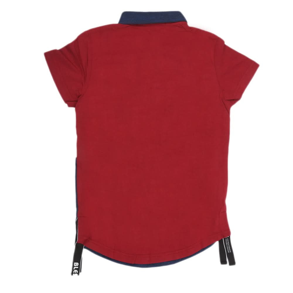 Boys Half Sleeves Round Neck T-Shirt - Maroon, Kids, Boys T-Shirts, Chase Value, Chase Value