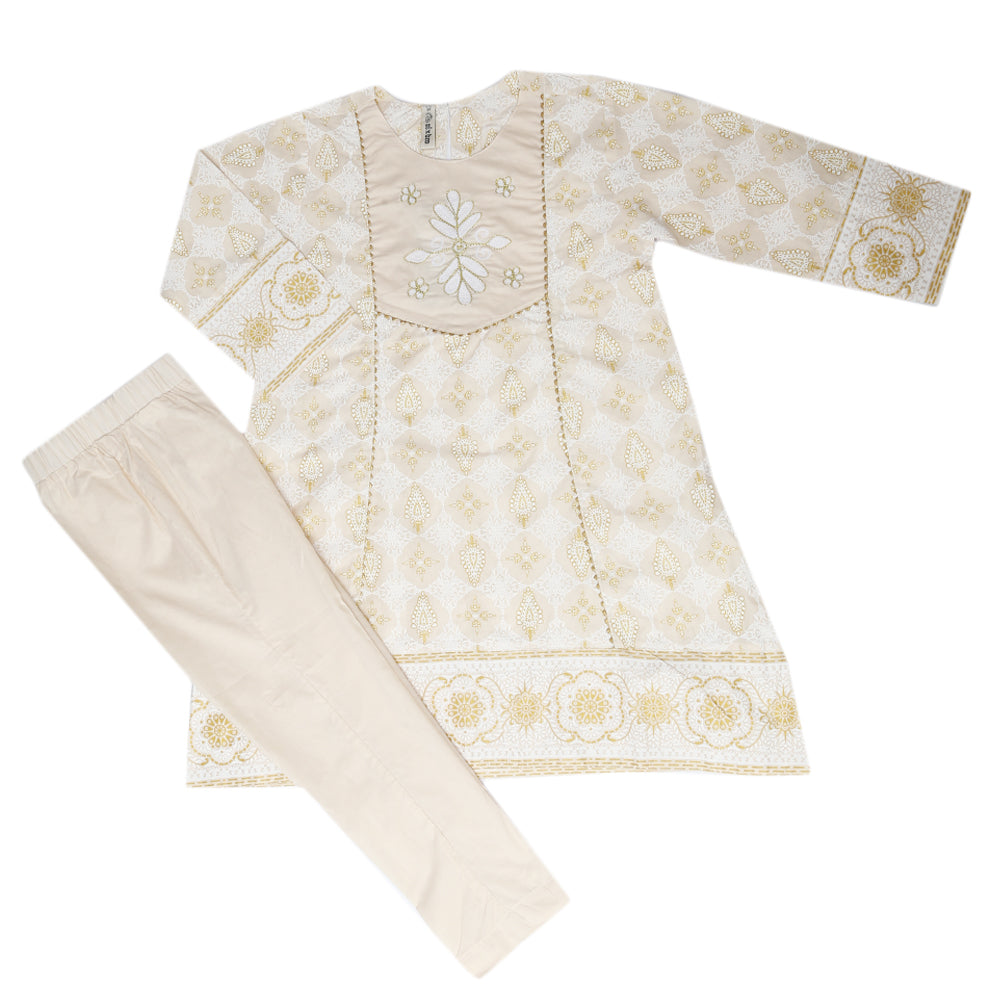 Girls Shalwar Suit - Skin, Girls Shalwar Kameez, Chase Value, Chase Value