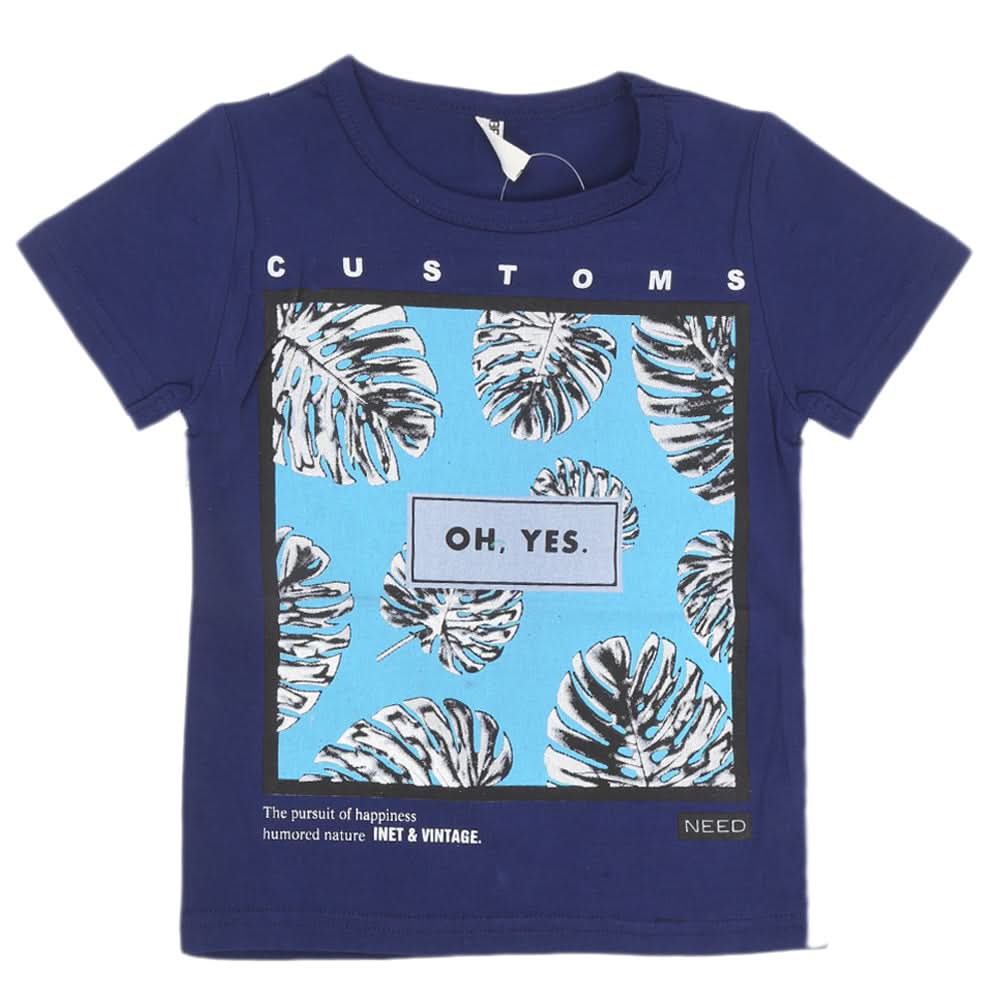 Boys Round Neck T-Shirt - Navy Blue, Kids, Boys T-Shirts, Chase Value, Chase Value
