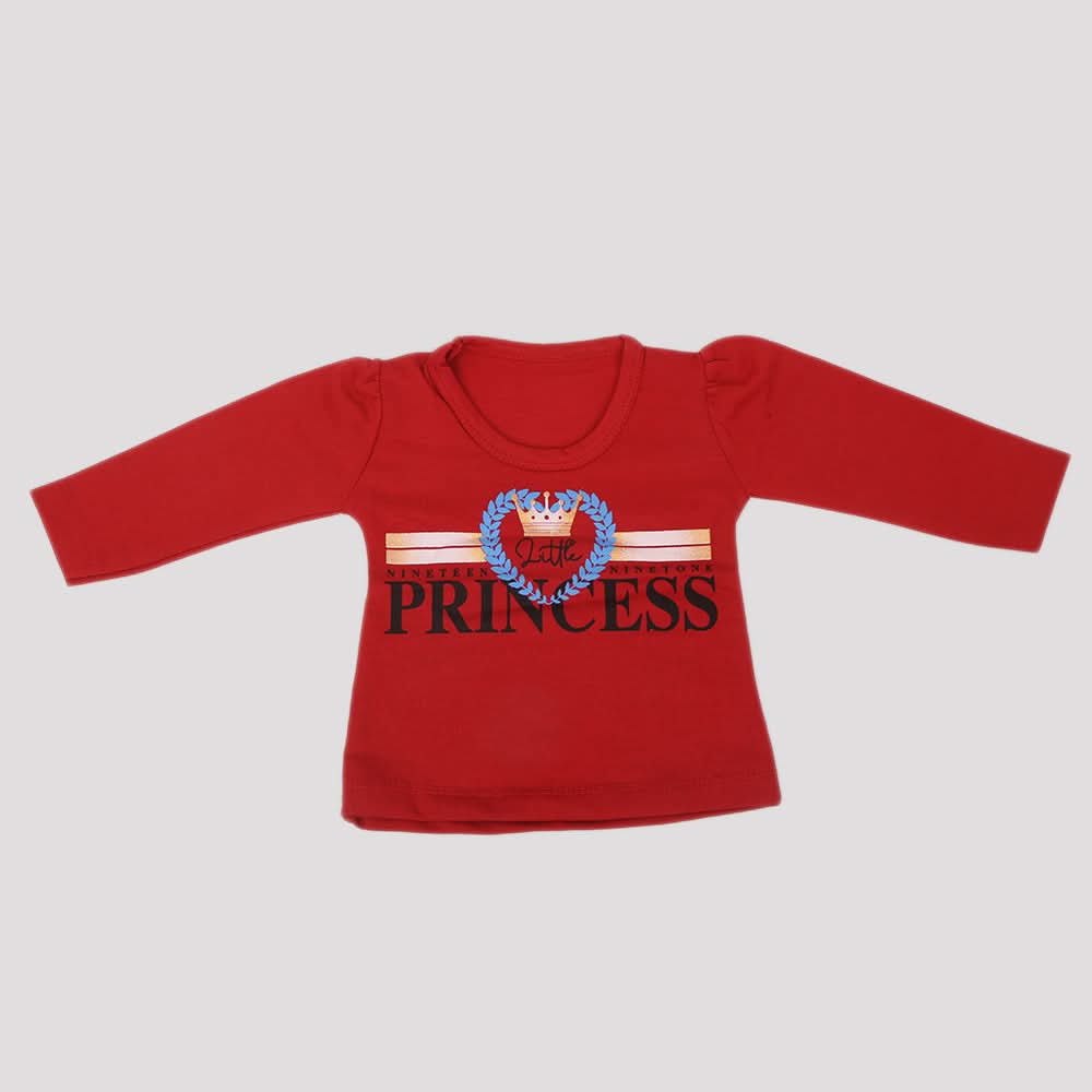Newborn Girls Full Sleeves T-Shirt - Red, Kids, NB Girls T-Shirts, Chase Value, Chase Value