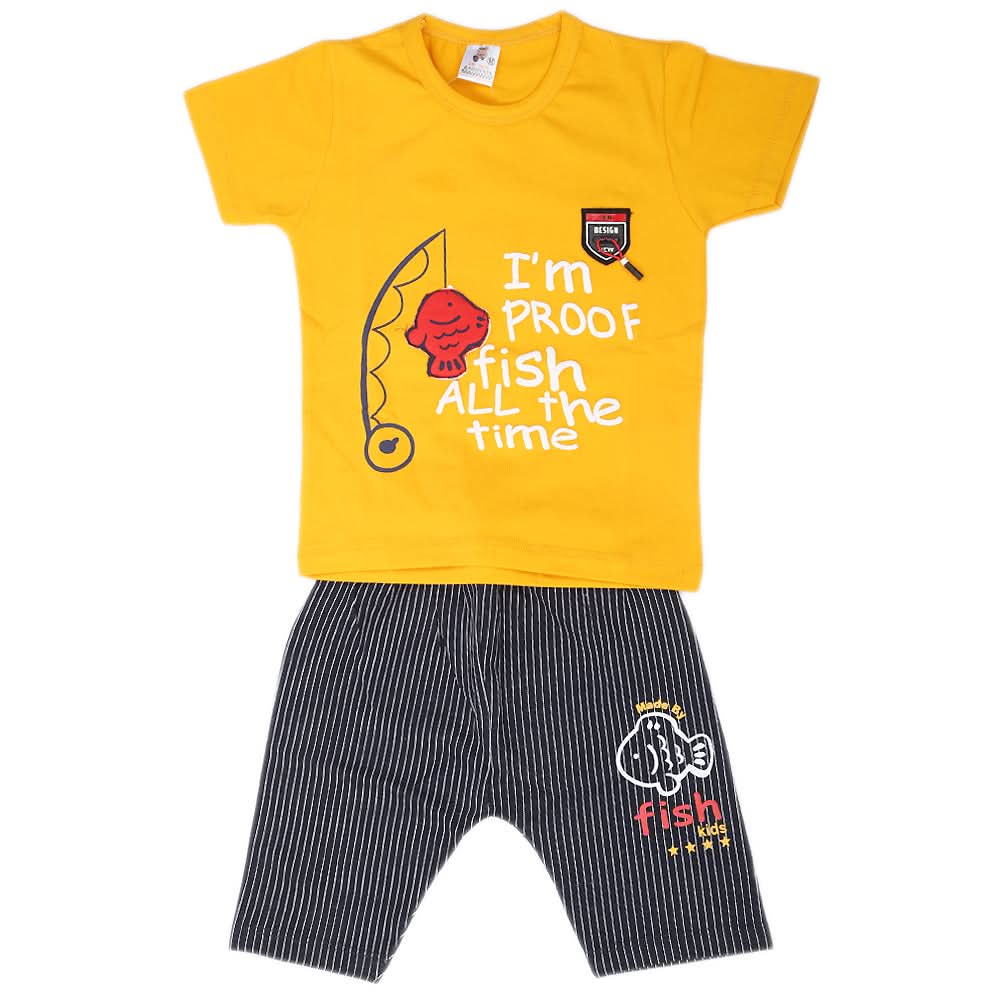 Boys Half Sleeves 2 Piece Suit - Yellow, Kids, Boys Sets And Suits, Chase Value, Chase Value
