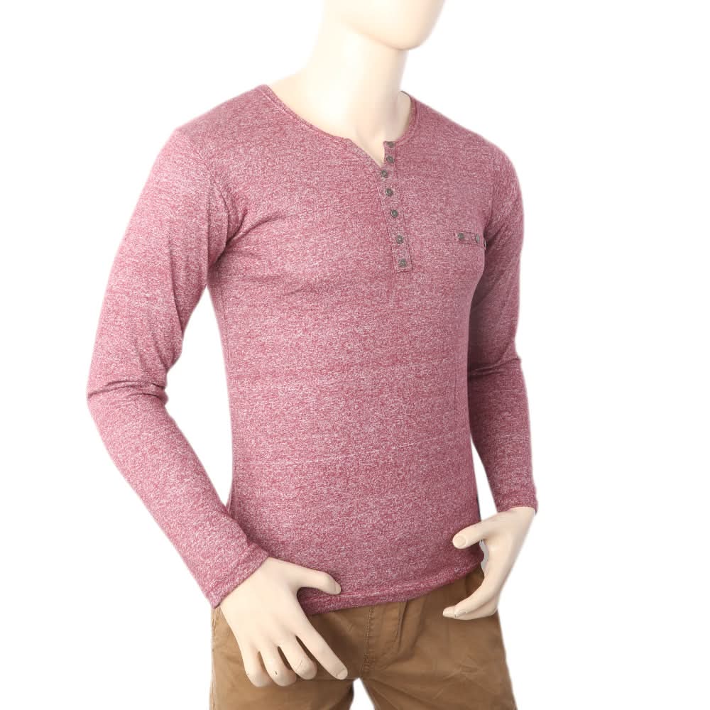 Men's Full Sleeves Y-Stud T-Shirt - Maroon, Men, T-Shirts And Polos, Chase Value, Chase Value