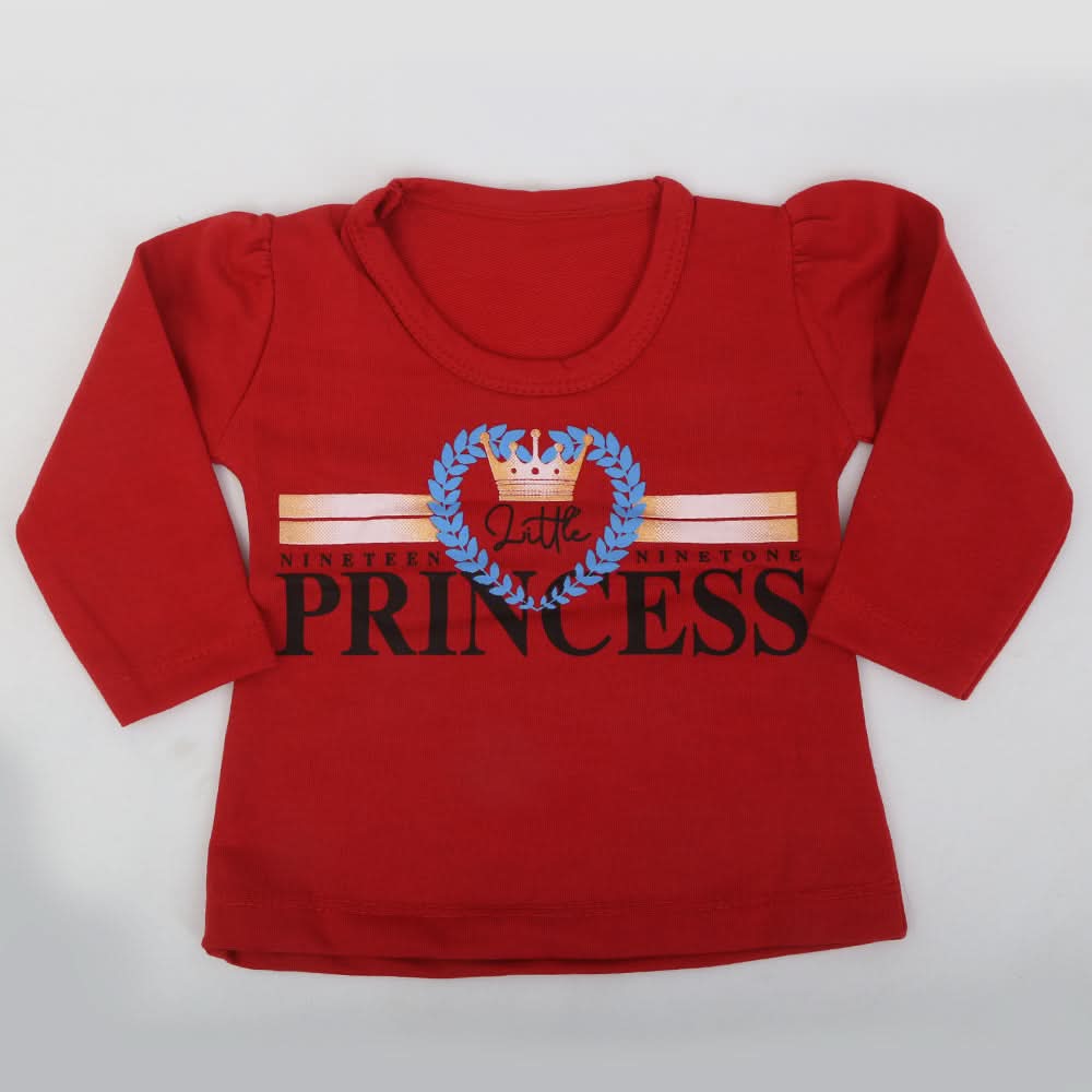 Newborn Girls Full Sleeves T-Shirt - Red, Kids, NB Girls T-Shirts, Chase Value, Chase Value