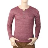Men's Full Sleeves Y-Stud T-Shirt - Maroon, Men, T-Shirts And Polos, Chase Value, Chase Value