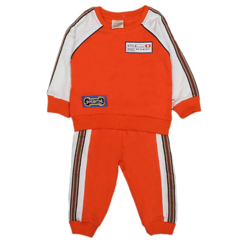 Boys Full Sleeves 2 Pcs Suit - Orange, Kids, Boys Sets And Suits, Chase Value, Chase Value