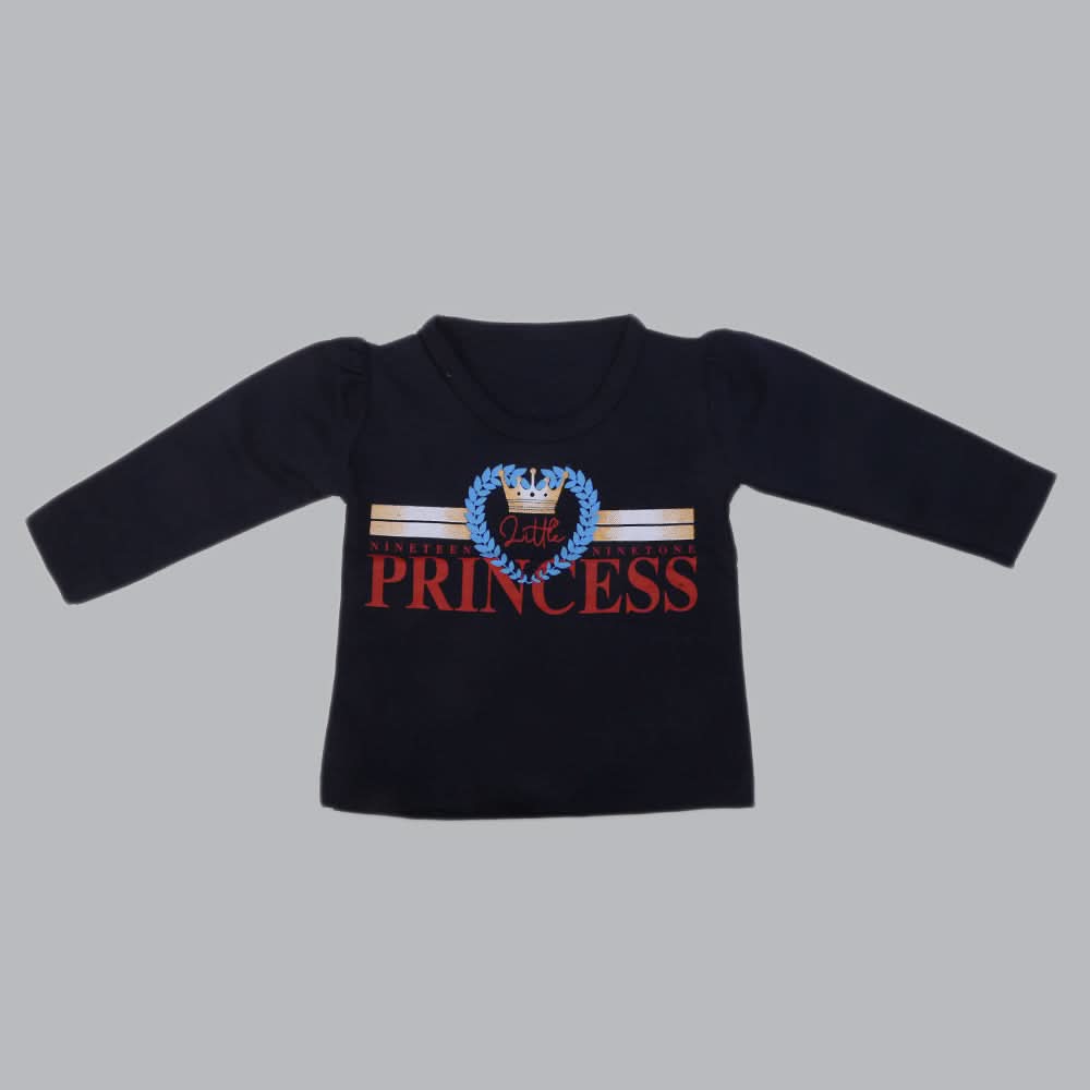 Newborn Girls Full Sleeves T-Shirt - Navy Blue, Kids, NB Girls T-Shirts, Chase Value, Chase Value