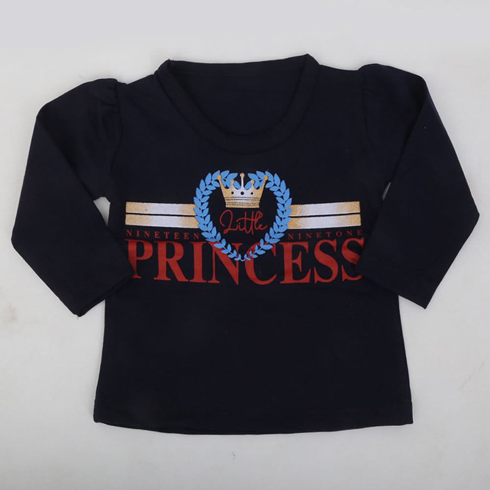 Newborn Girls Full Sleeves T-Shirt - Navy Blue, Kids, NB Girls T-Shirts, Chase Value, Chase Value