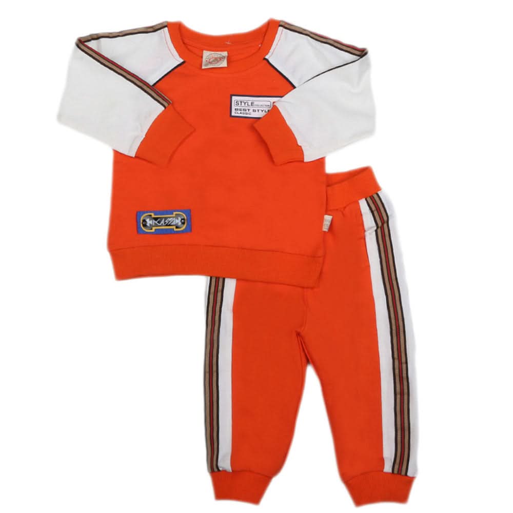 Boys Full Sleeves 2 Pcs Suit - Orange, Kids, Boys Sets And Suits, Chase Value, Chase Value