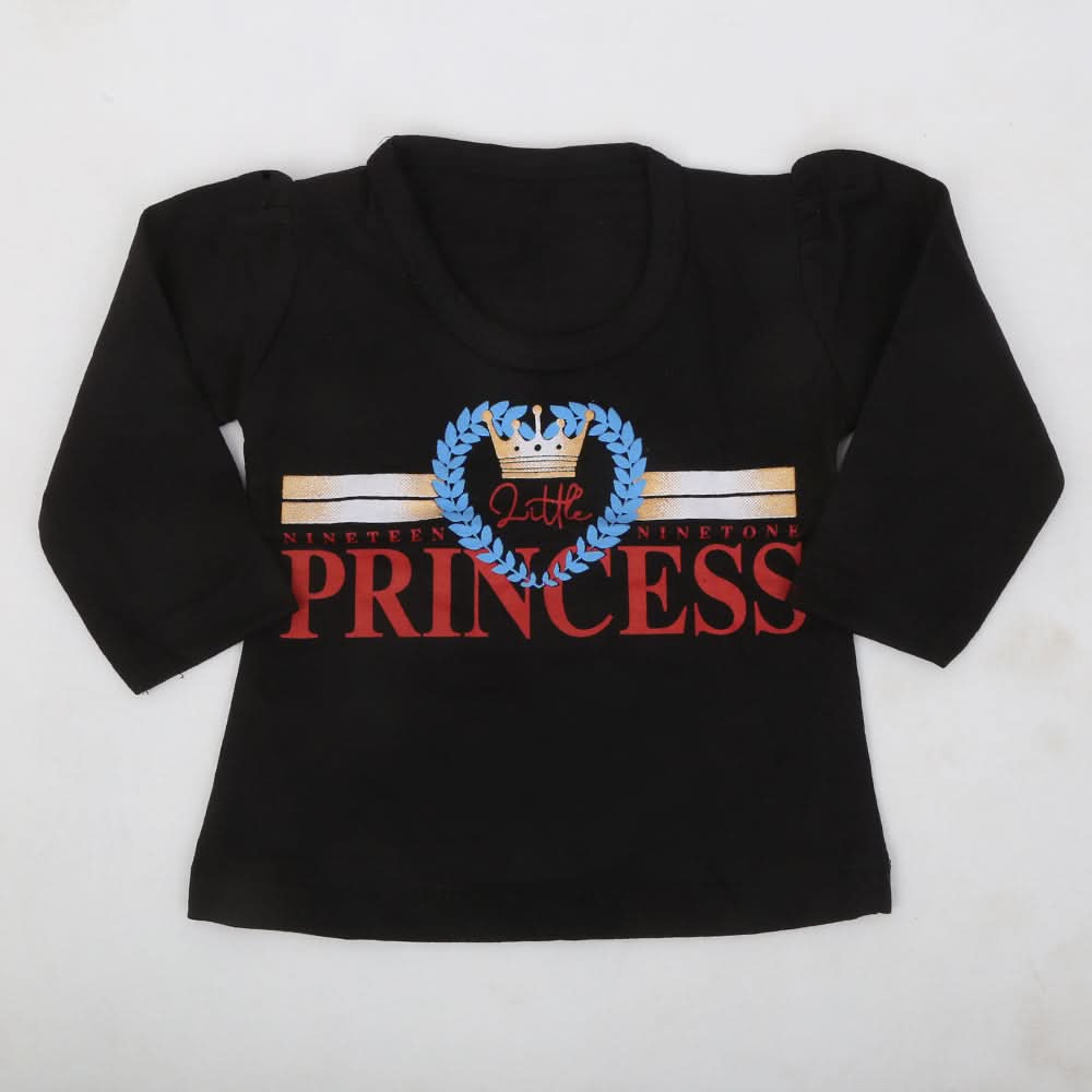 Newborn Girls Full Sleeves T-Shirt - Black, Kids, NB Girls T-Shirts, Chase Value, Chase Value