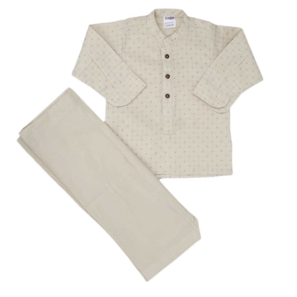 Newborn Printed Kurta Shalwar L.C 8099-A,B - Fawn, Kids, NB Boys Shalwar Suits, Chase Value, Chase Value