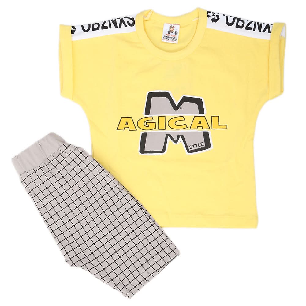 Boys Half Sleeves 2 Piece Suit - Yellow, Kids, Boys Sets And Suits, Chase Value, Chase Value