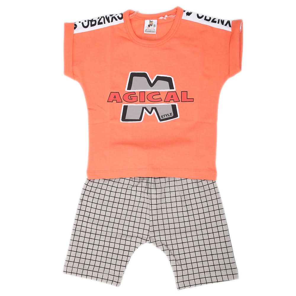 Boys Half Sleeves 2 Piece Suit - Orange, Kids, Boys Sets And Suits, Chase Value, Chase Value